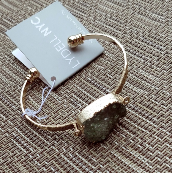 Retired Unique Druzy Green Quartz Cuff Bracelet - Picture 5 of 6